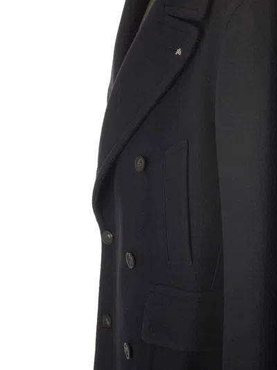 Tagliatore Black Double-breasted Coat With Four Pockets In Black