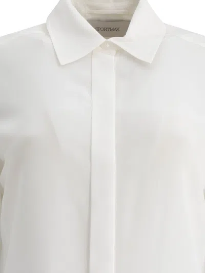 Sportmax Gemona Crêpe Long-sleeved Shirt In White