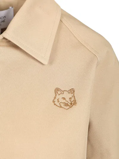 Maison Kitsuné Short Jacket With Shirt Collar Jackets Beige