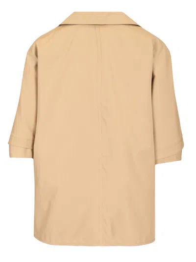 Max Mara Short Sleeved Cape Coats Beige In Brown