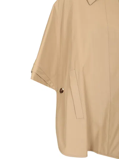 Max Mara Short Sleeved Cape Coats Beige In Brown