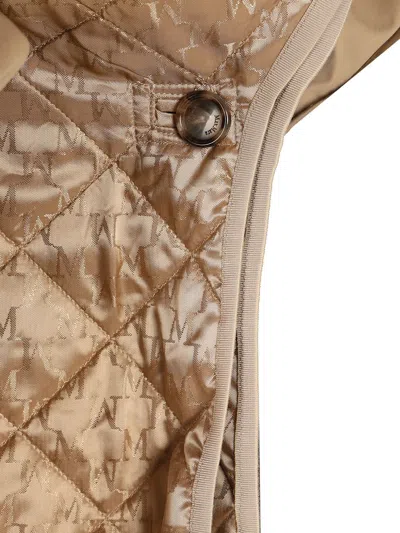 Max Mara Short Sleeved Cape Coats Beige In Brown