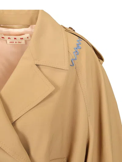 Marni Stretch Polyester Blend Trench Coat In Neutral
