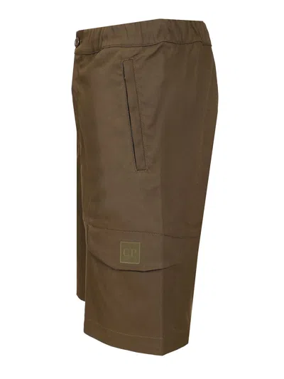 C.p. Company Shorts In Technical Fabric Trousers Green In Brown