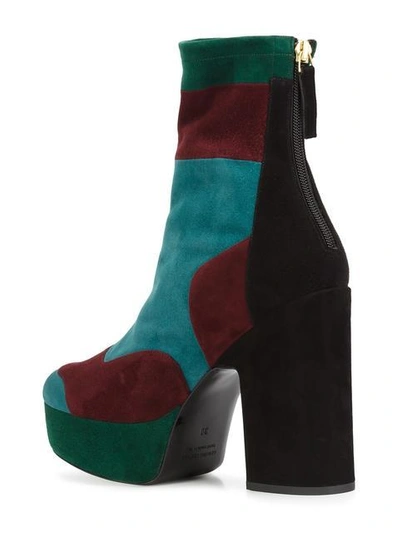 Shop Pierre Hardy Colour Block Platform Ankle Boots - Multicolour