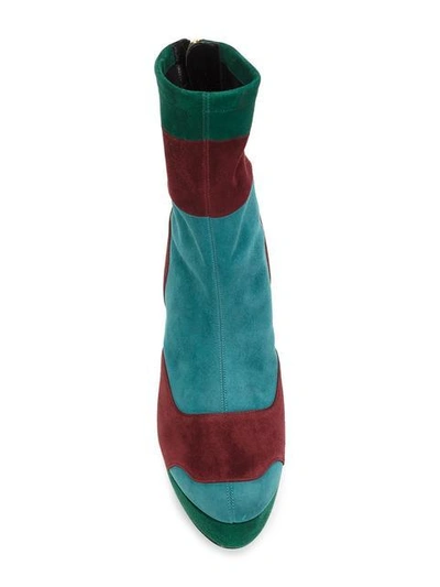 Shop Pierre Hardy Colour Block Platform Ankle Boots - Multicolour