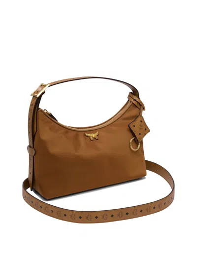 Mcm Brown Nylon-leather Shoulder Bag With Design In Brown