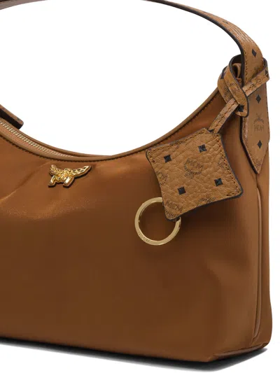 Mcm Brown Nylon-leather Shoulder Bag With Design In Brown