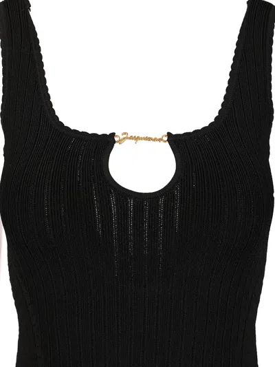 Jacquemus La Mini Robe Sierra Knitted Mini Dress In Black