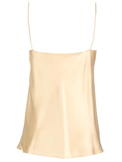Max Mara Silk Satin Top Tops White In Yellow