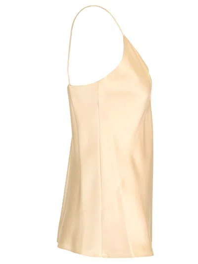 Max Mara Silk Satin Top Tops White In Yellow