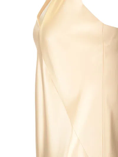 Max Mara Silk Satin Top Tops White In Yellow