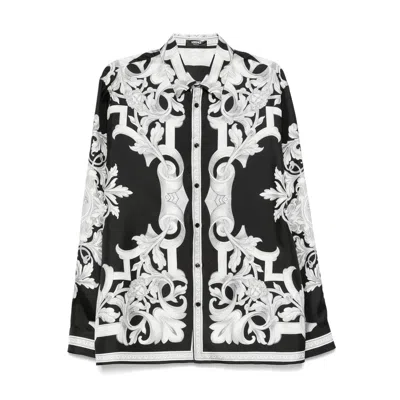 Versace Baroque Pattern Structured Collar Long Sleeves Shirt