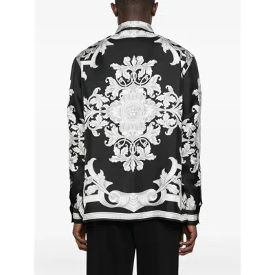 Versace Baroque Pattern Structured Collar Long Sleeves Shirt