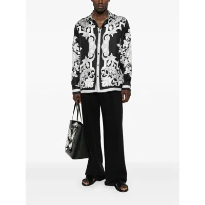 Versace Baroque Pattern Structured Collar Long Sleeves Shirt