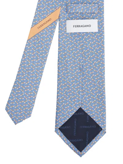 Ferragamo Silk Tie Ties And Bow Ties Light Blue In Blue