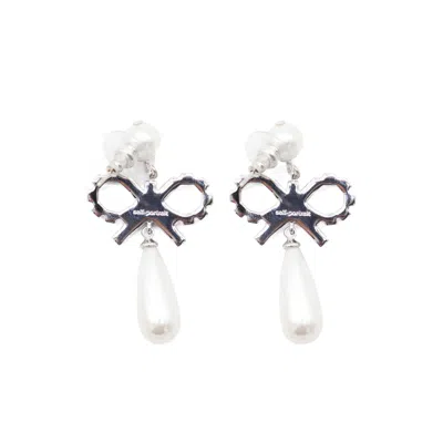 Self-portrait Bow Drop Earrings With Pearl And Crystal