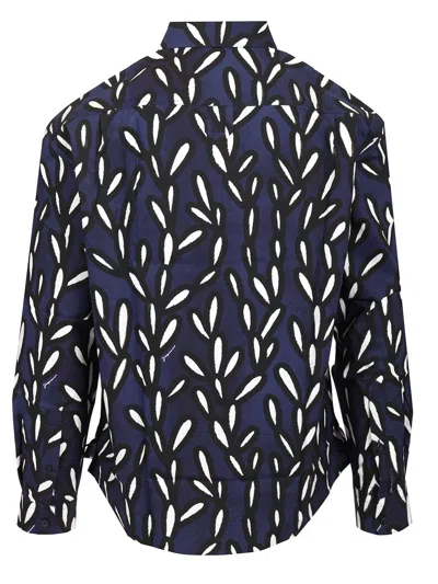 Jacquemus 'la Chemise Jean' Blue Shirt With Spread Collar And All-over Logo Motif