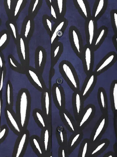 Jacquemus 'la Chemise Jean' Blue Shirt With Spread Collar And All-over Logo Motif