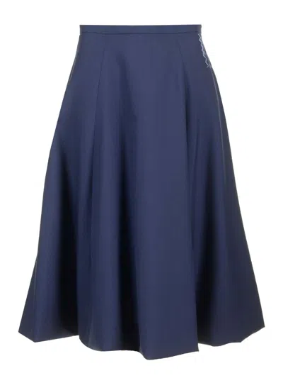 Marni Wool Midi Skirt In Blue