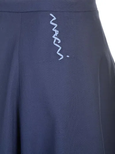 Marni Wool Midi Skirt In Blue
