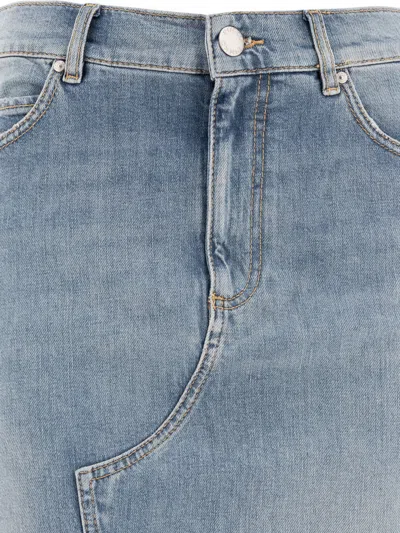 Pinko Blue Skirt With Split On The Front And Logo Patch On The Back In Blue