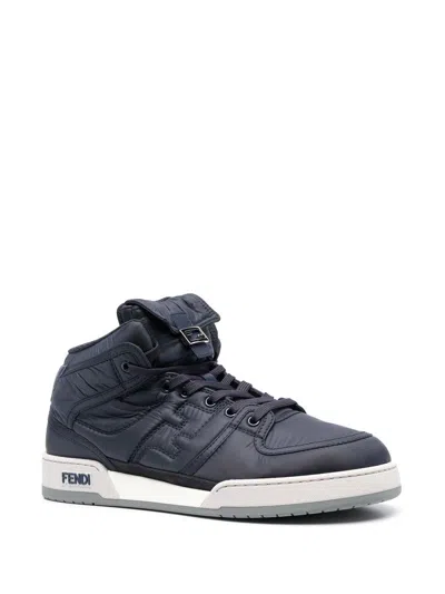 Fendi High-top Sneakers With Textured Finish And Secure Lace-up Closure In Black