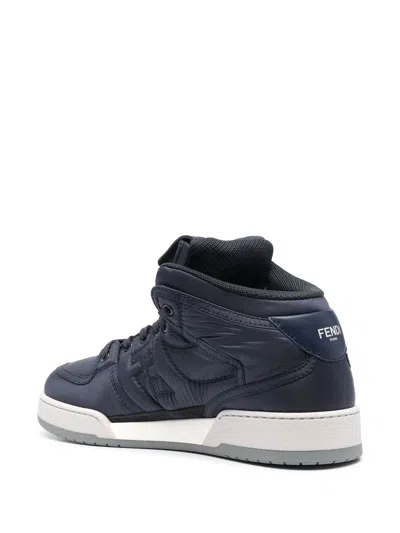 Fendi High-top Sneakers With Textured Finish And Secure Lace-up Closure In Black