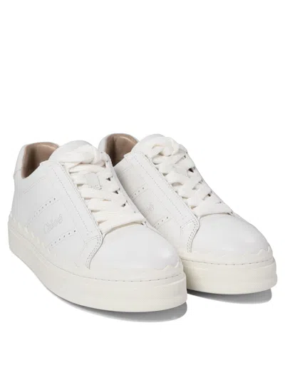 Chloé Lauren Leather Sneakers In White