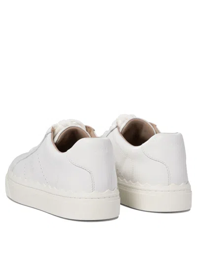 Chloé Lauren Leather Sneakers In White