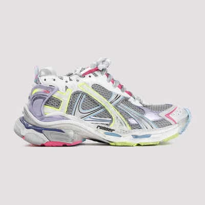 Balenciaga Multi-layered Grey Mesh Sneakers With Vibrant Accents In Multi