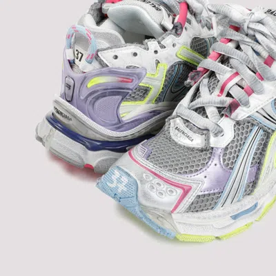 Balenciaga Multi-layered Grey Mesh Sneakers With Vibrant Accents In Multi