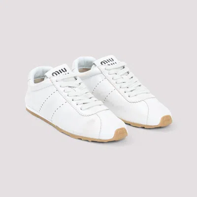 Miu Miu Logo-printed Leather Sneakers