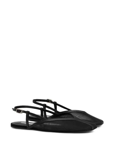 Ami Alexandre Mattiussi Mesh Square Toe Strappy Flat Sole Sandals In Multi