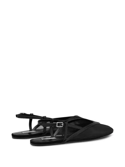 Ami Alexandre Mattiussi Mesh Square Toe Strappy Flat Sole Sandals In Multi