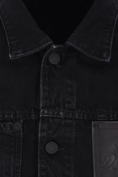 Dsquared2 Black Jacket With Classic Collar And Embossed Logo On The Front In Denim Man In Black