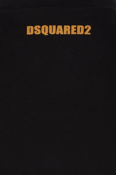 Dsquared2 Black Crewneck T-shirt With Print On The Front And Logo Lettering On The Rear In Cotton Man In Black