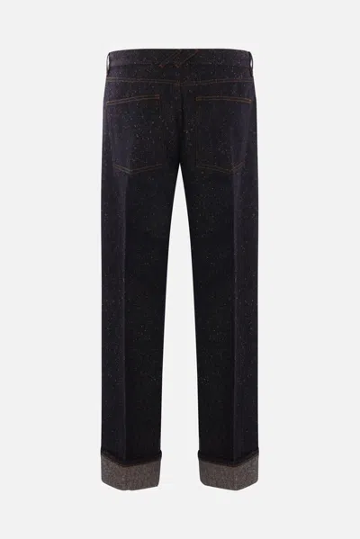 Burberry Cotton Blend Trouser With Metal Belt Loop In Blue