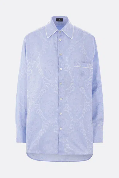 Etro Button-up Shirt With Subtle Paisley Pattern In Blue