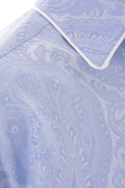 Etro Button-up Shirt With Subtle Paisley Pattern In Blue