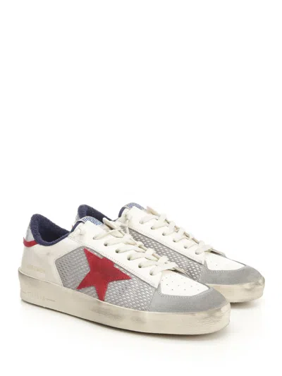 Golden Goose Stardan Leather And Net Upper Suede Toe And Star Laminated Heel Sneakers White