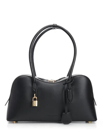 Stella Mccartney Stella Ryder Logo-embossed Embellished Textured Vegan Leather Tote In Black