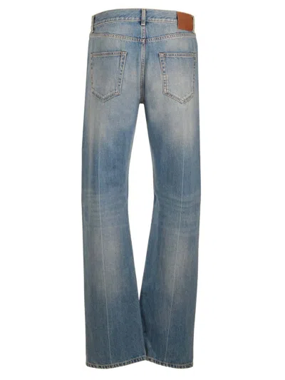Alexander Mcqueen Blue High Waisted Jeans With Logo Detail On The Loop And Logo Patch On The Rear In In Blue