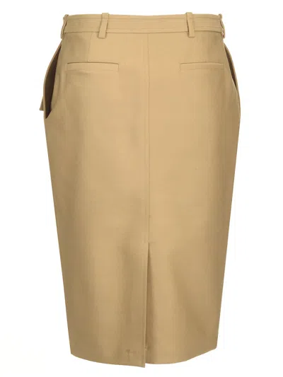 Tom Ford Stretch Cotton Twill Midi Skirt Skirts Beige