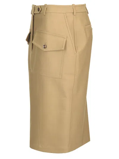 Tom Ford Stretch Cotton Twill Midi Skirt Skirts Beige