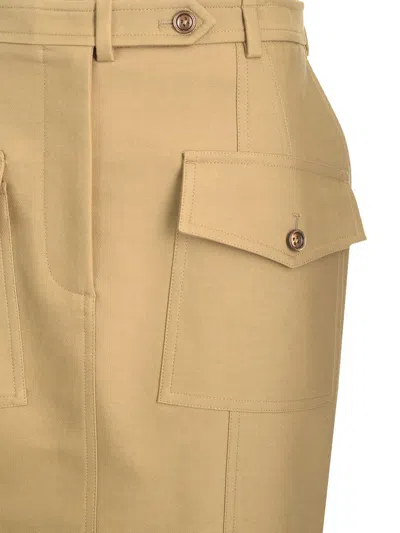 Tom Ford Stretch Cotton Twill Midi Skirt Skirts Beige