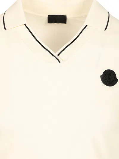 Moncler Stretch Piquet Polo Shirt White In Neutral