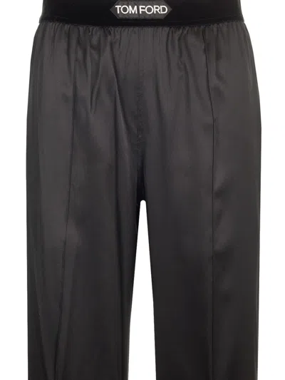 Tom Ford Black Straight Cut Trousers In Black