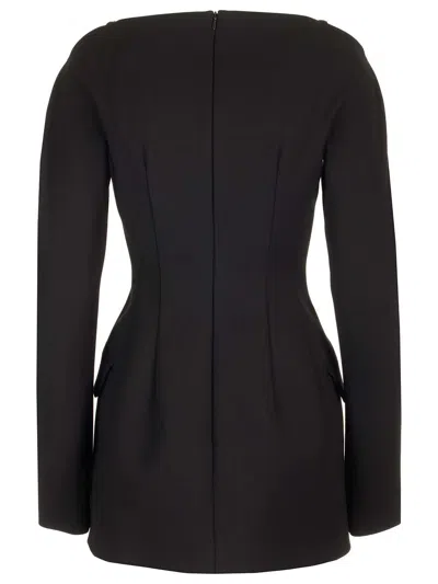 Sportmax Stretch Wool Gabardine Mini Dress Dresses Black In Black