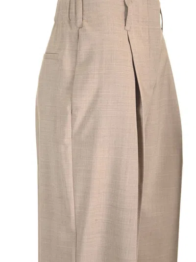 P.a.r.o.s.h Stretch Wool Gabardine Trousers Beige